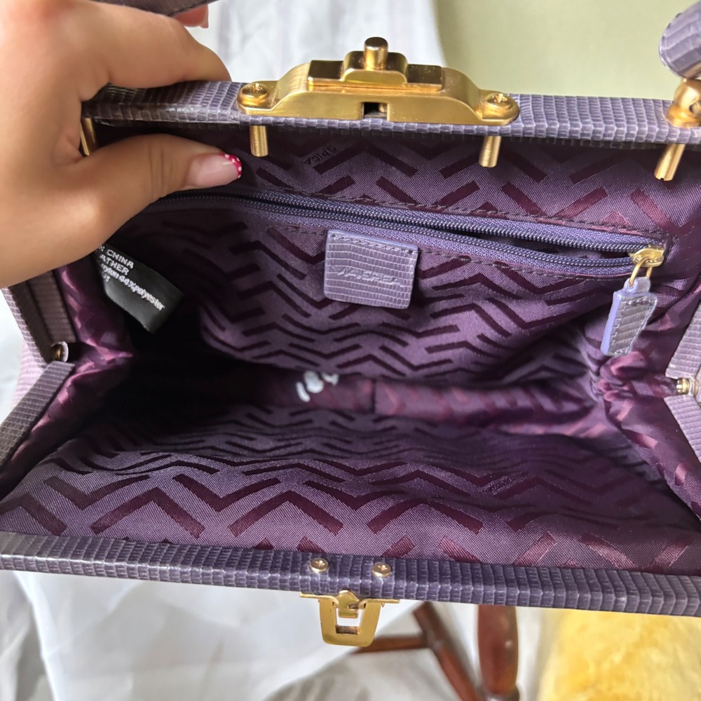 Vintage 90s Via Spiga Purple Leather Shoulder Bag - Picture 5 of 8